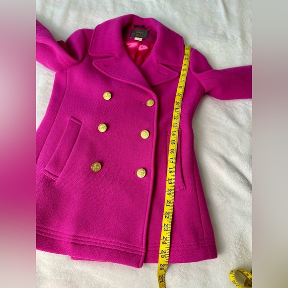 J. Crew Majesty Stadium Cloth Peacoat in Fuchsia Pink Wool Blend Size 2 - Picture 5 of 10